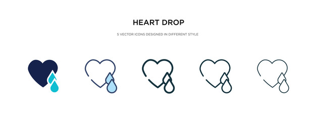 heart drop icon in different style vector illustration. two colored and black heart drop vector icons designed in filled, outline, line and stroke style can be used for web, mobile, ui