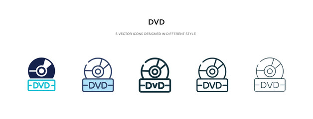 dvd icon in different style vector illustration. two colored and black dvd vector icons designed in filled, outline, line and stroke style can be used for web, mobile, ui