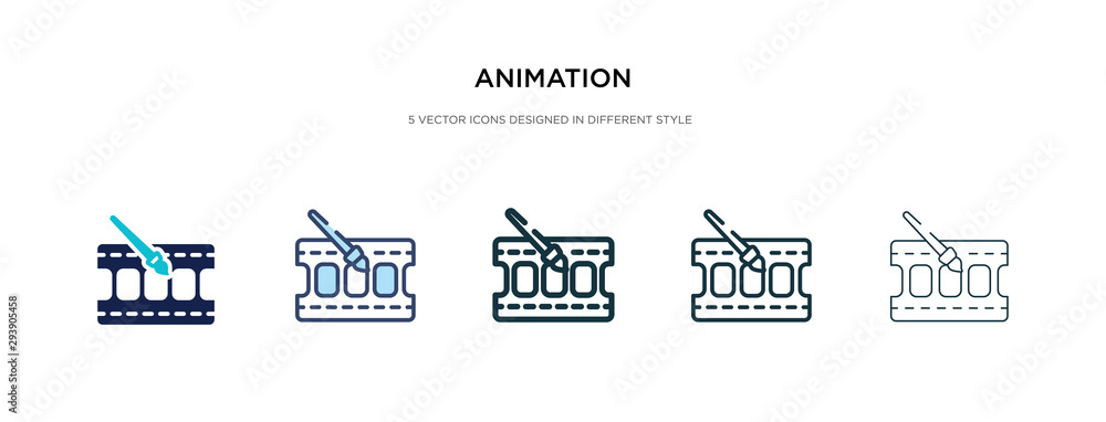 Aufkleber animation icon in different style vector illustration. two colored and black animation vector icons 