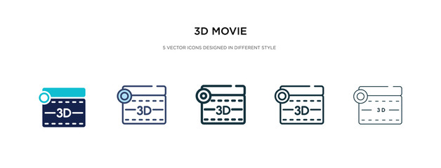 3d movie icon in different style vector illustration. two colored and black 3d movie vector icons designed in filled, outline, line and stroke style can be used for web, mobile, ui