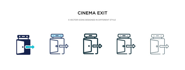 cinema exit icon in different style vector illustration. two colored and black cinema exit vector icons designed in filled, outline, line and stroke style can be used for web, mobile, ui