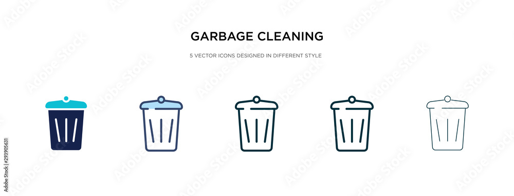 Poster garbage cleaning icon in different style vector illustration. two colored and black garbage cleaning