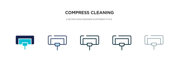 Fototapeta na wymiar compress cleaning icon in different style vector illustration. two colored and black compress cleaning vector icons designed in filled, outline, line and stroke style can be used for web, mobile, ui