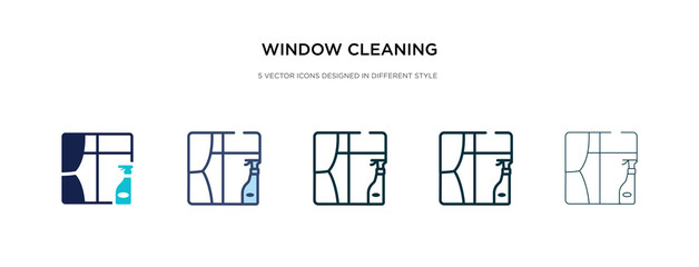 window cleaning icon in different style vector illustration. two colored and black window cleaning vector icons designed in filled, outline, line and stroke style can be used for web, mobile, ui