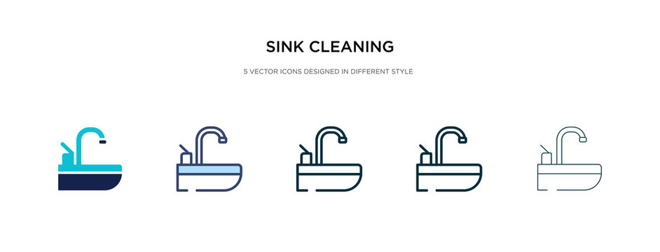 sink cleaning icon in different style vector illustration. two colored and black sink cleaning vector icons designed in filled, outline, line and stroke style can be used for web, mobile, ui