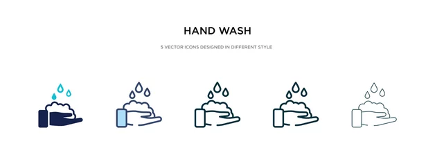Fototapeten hand wash icon in different style vector illustration. two colored and black hand wash vector icons designed in filled, outline, line and stroke style can be used for web, mobile, ui © zaurrahimov