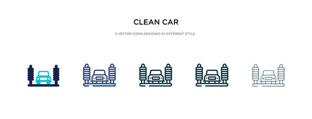 clean car icon in different style vector illustration. two colored and black clean car vector icons designed in filled, outline, line and stroke style can be used for web, mobile, ui