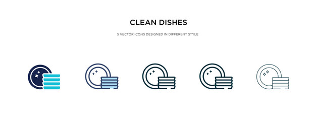 clean dishes icon in different style vector illustration. two colored and black clean dishes vector icons designed in filled, outline, line and stroke style can be used for web, mobile, ui
