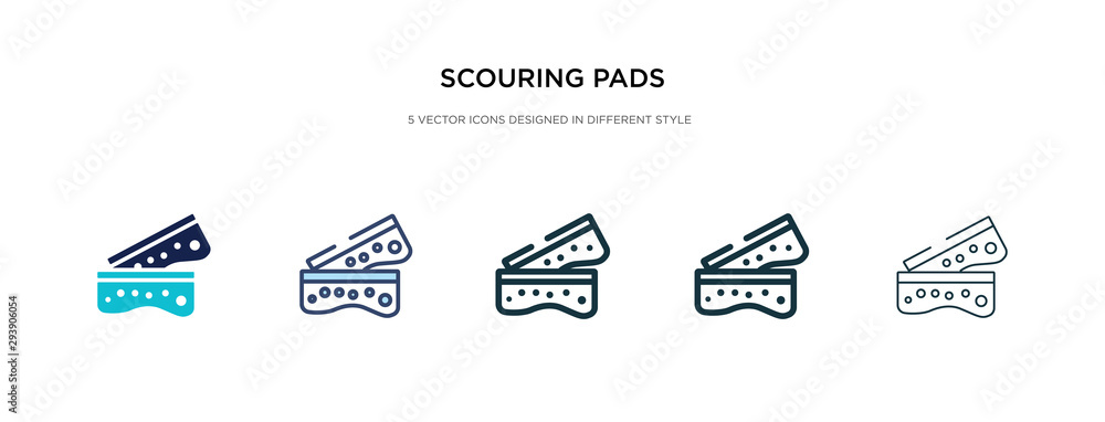 Poster scouring pads icon in different style vector illustration. two colored and black scouring pads vecto