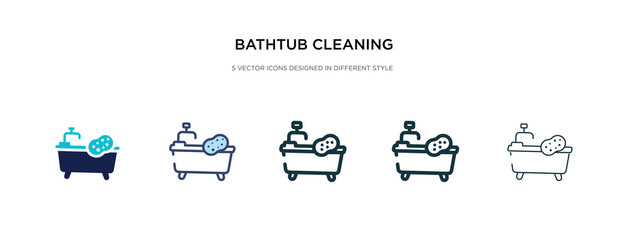 bathtub cleaning icon in different style vector illustration. two colored and black bathtub cleaning vector icons designed in filled, outline, line and stroke style can be used for web, mobile, ui