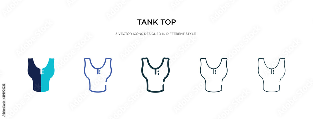 Sticker tank top icon in different style vector illustration. two colored and black tank top vector icons designed in filled, outline, line and stroke style can be used for web, mobile, ui