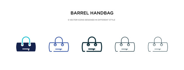 barrel handbag icon in different style vector illustration. two colored and black barrel handbag vector icons designed in filled, outline, line and stroke style can be used for web, mobile, ui