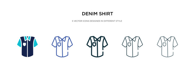 denim shirt icon in different style vector illustration. two colored and black denim shirt vector icons designed in filled, outline, line and stroke style can be used for web, mobile, ui