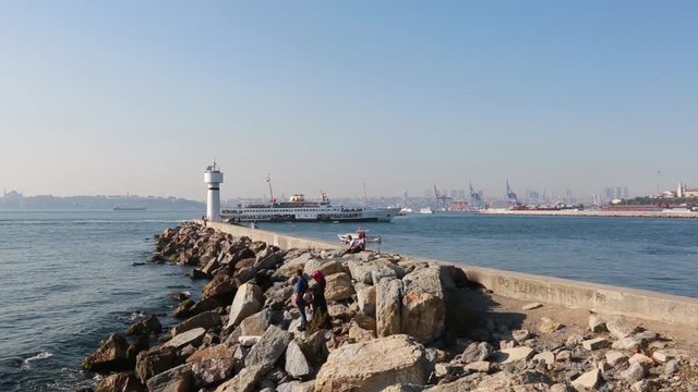 inciburnu lighthouse overlooking the Bosphorus and topkapi palace in moda, kadikoy, istanbul