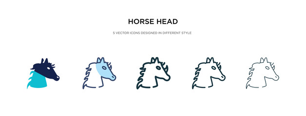 horse head icon in different style vector illustration. two colored and black horse head vector icons designed in filled, outline, line and stroke style can be used for web, mobile, ui