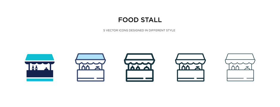 food stall icon in different style vector illustration. two colored and black food stall vector icons designed in filled, outline, line and stroke style can be used for web, mobile, ui