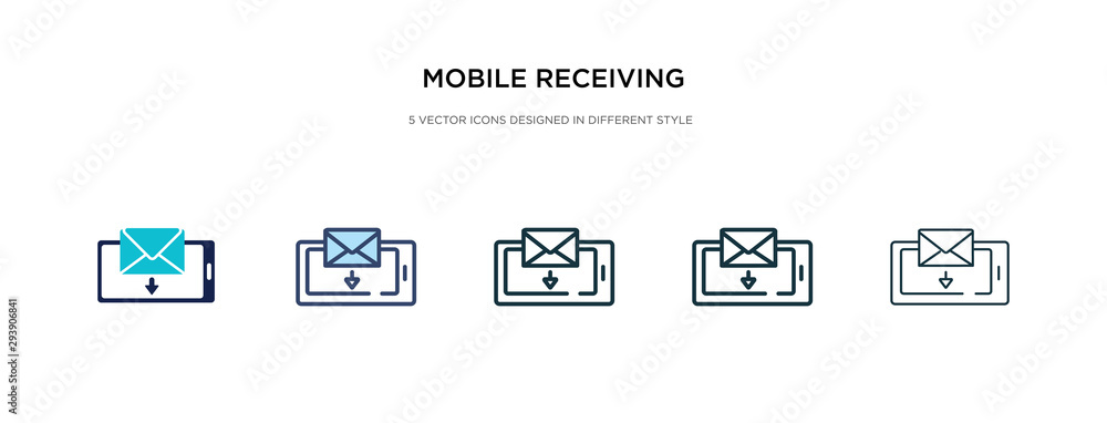Poster mobile receiving email icon in different style vector illustration. two colored and black mobile rec
