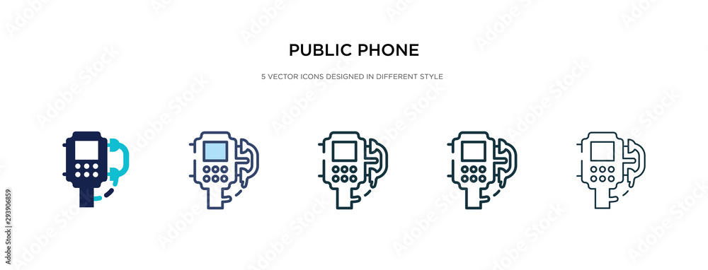 Poster public phone icon in different style vector illustration. two colored and black public phone vector 