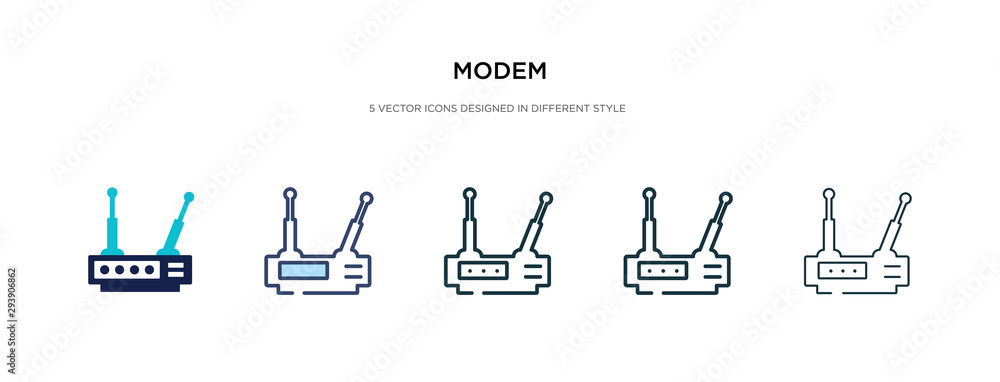 Poster modem icon in different style vector illustration. two colored and black modem vector icons designed