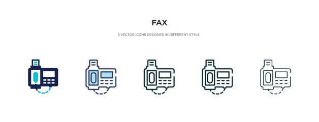fax icon in different style vector illustration. two colored and black fax vector icons designed in filled, outline, line and stroke style can be used for web, mobile, ui
