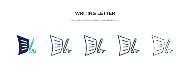 writing letter icon in different style vector illustration. two colored and black writing letter vector icons designed in filled, outline, line and stroke style can be used for web, mobile, ui - obrazy, fototapety, plakaty