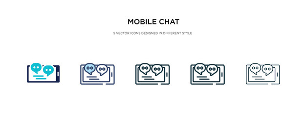 mobile chat icon in different style vector illustration. two colored and black mobile chat vector icons designed in filled, outline, line and stroke style can be used for web, mobile, ui
