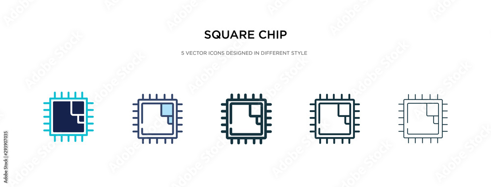 Poster square chip icon in different style vector illustration. two colored and black square chip vector ic
