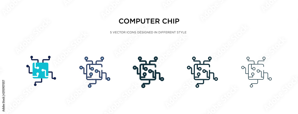 Poster computer chip icon in different style vector illustration. two colored and black computer chip vecto