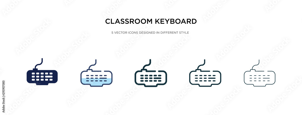 Poster classroom keyboard icon in different style vector illustration. two colored and black classroom keyb