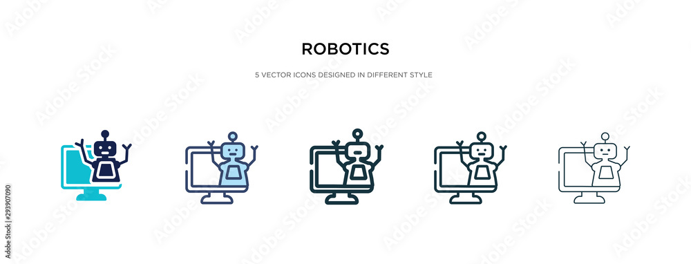 Poster robotics icon in different style vector illustration. two colored and black robotics vector icons de