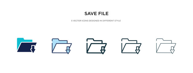 save file icon in different style vector illustration. two colored and black save file vector icons designed in filled, outline, line and stroke style can be used for web, mobile, ui