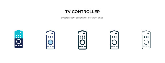 tv controller icon in different style vector illustration. two colored and black tv controller vector icons designed in filled, outline, line and stroke style can be used for web, mobile, ui