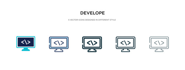 develope icon in different style vector illustration. two colored and black develope vector icons designed in filled, outline, line and stroke style can be used for web, mobile, ui