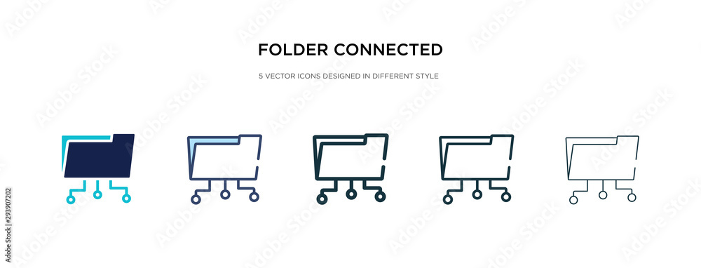 Poster folder connected circuit icon in different style vector illustration. two colored and black folder c