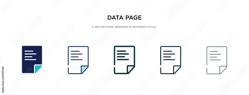 Poster data page icon in different style vector illustration. two colored and black data page vector icons 