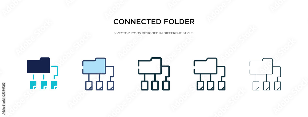 Poster connected folder data icon in different style vector illustration. two colored and black connected f