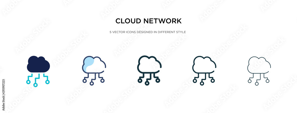 Poster cloud network icon in different style vector illustration. two colored and black cloud network vecto