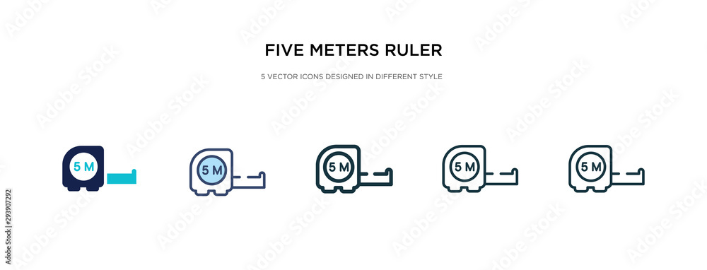 Poster five meters ruler icon in different style vector illustration. two colored and black five meters rul
