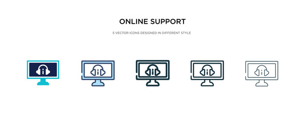 online support icon in different style vector illustration. two colored and black online support vector icons designed in filled, outline, line and stroke style can be used for web, mobile, ui