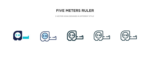 five meters ruler icon in different style vector illustration. two colored and black five meters ruler vector icons designed in filled, outline, line and stroke style can be used for web, mobile, ui