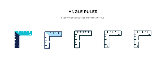 angle ruler icon in different style vector illustration. two colored and black angle ruler vector icons designed in filled, outline, line and stroke style can be used for web, mobile, ui