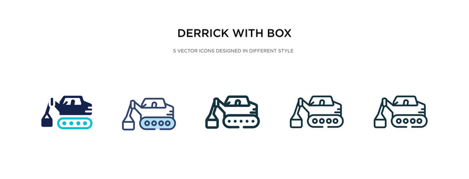 derrick with box icon in different style vector illustration. two colored and black derrick with box vector icons designed in filled, outline, line and stroke style can be used for web, mobile, ui
