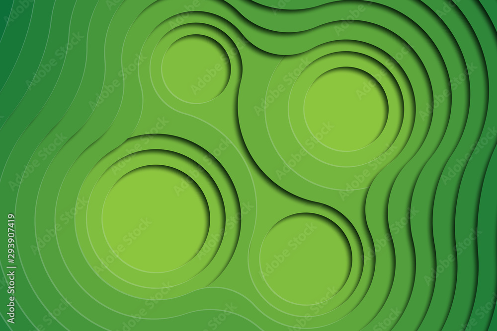 Poster multi-layer colorful realistic papercut background with round holes. vector illustration easy to edi