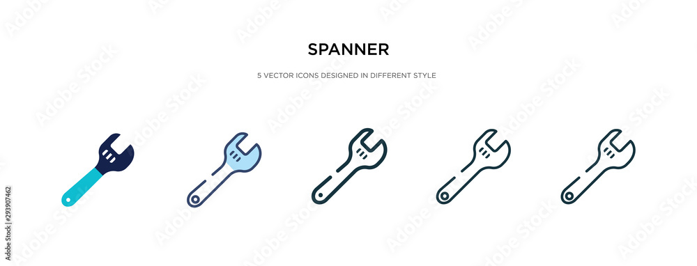 Aufkleber spanner icon in different style vector illustration. two colored and black spanner vector icons desi