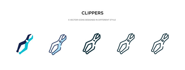 clippers icon in different style vector illustration. two colored and black clippers vector icons designed in filled, outline, line and stroke style can be used for web, mobile, ui