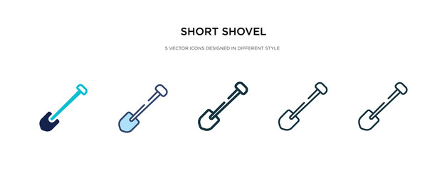 short shovel icon in different style vector illustration. two colored and black short shovel vector icons designed in filled, outline, line and stroke style can be used for web, mobile, ui