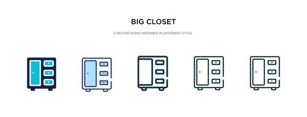 big closet icon in different style vector illustration. two colored and black big closet vector icons designed in filled, outline, line and stroke style can be used for web, mobile, ui
