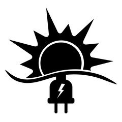 Simple black energy from sun icon isolated on white background