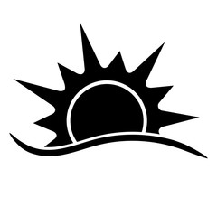 Simple black sunrise icon isolated on white background