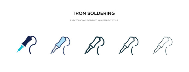 iron soldering icon in different style vector illustration. two colored and black iron soldering vector icons designed in filled, outline, line and stroke style can be used for web, mobile, ui